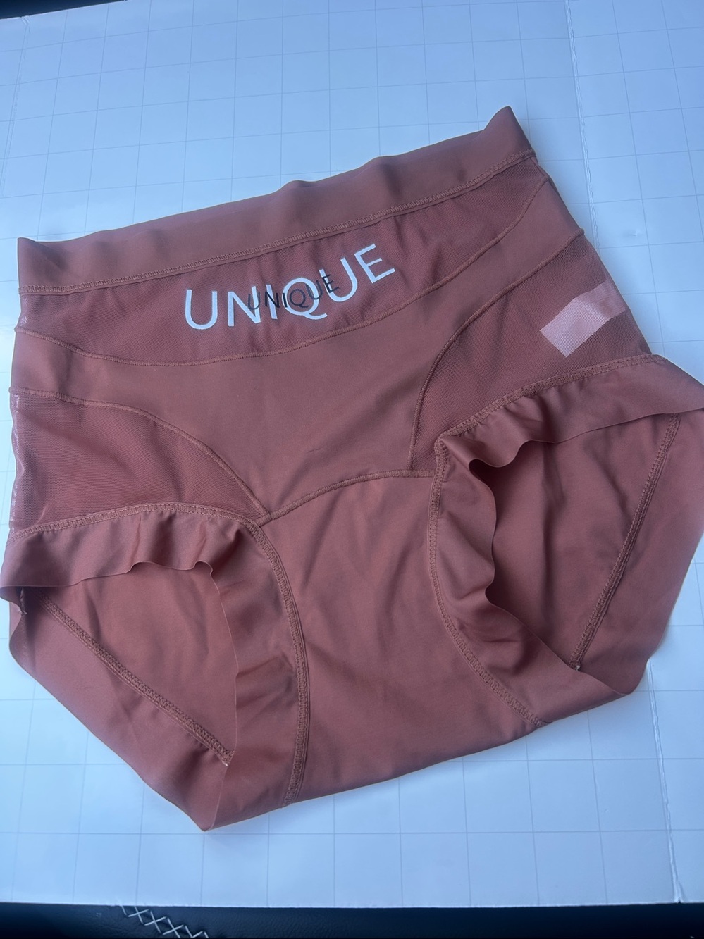 Unique satin / mesh panties high waist Brown M